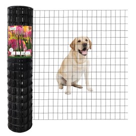 FOREHOGAR Black PVC Coated Welded Wire Fence 48 Inch x 50 Foot, 2 Inch x 3 Inch 16GA, Garden Border Fencing Roll Vinyl Coating Metal Wire Mesh for Yard Vegetable Plant Protection Poultry Netting