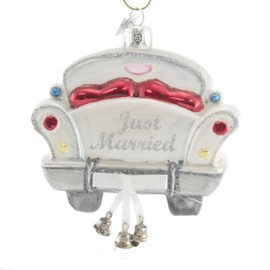 Kurt Adler NB1540 Noble Gems Just Married Car Ornament, 4-inch High, Glass