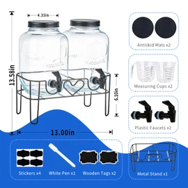 1 Gallon Liquid Laundry Detergent Dispenser with Stand, Glass Laundry Soap Dispenser, Glass Jars for Laundry Room Organization and Storage, Liquid Detergent, Fabric Softener