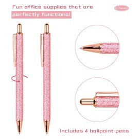WY WENYUAN 4 Pcs Ballpoint Pens, Comfortable Writing Metal Retractable Pretty Journaling Black Ink Medium Point 1.0 mm Gift Pens, Cute Pens School Supplies for Women