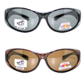 2 Pair of Women's Polarized Fit Over Oval Sunglasses (Grey and Brown)