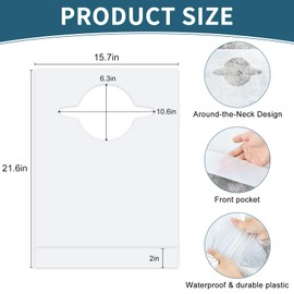 200 Pack Adult Bibs for Men, Disposable Bibs for Adults Waterproof & Oil-Proof, 22" Plastic Bib with Crumb Catcher for Elderly Women Eating