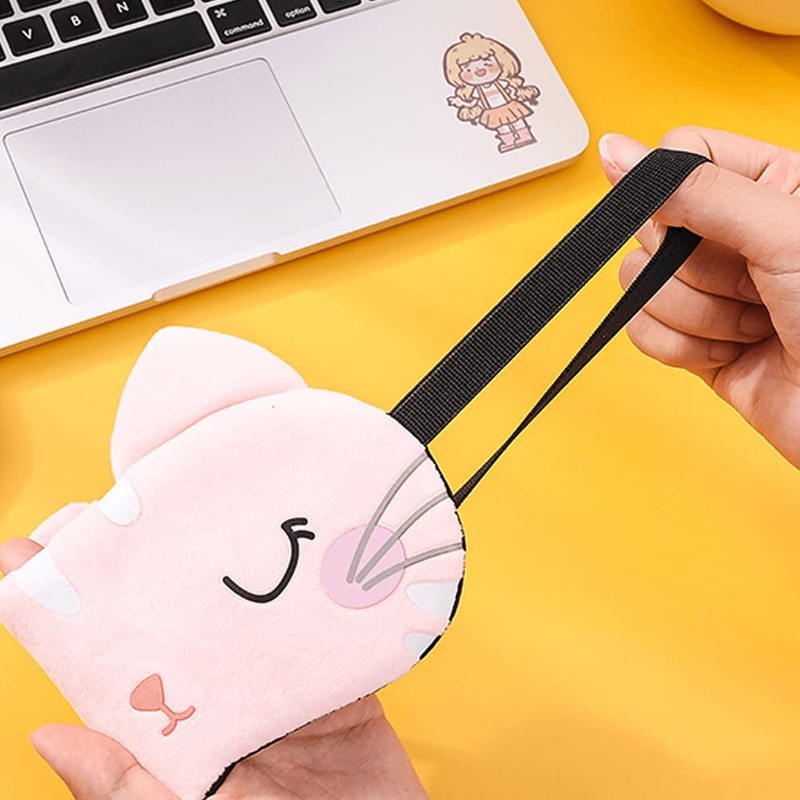 Dinntty Silk Eye Mask Light Blocking Sleeping Cute Cat Eye