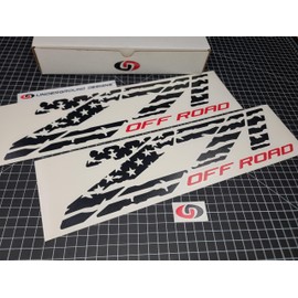 Z71 Off Road Decals (2pk) American Flag Truck Bedside Fender Stickers for Chevy Silverado Colorado 4x4 (Gloss Black & Red)