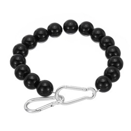 PATIKIL Flagpole Retainer Ring Flag Pole Accessories, Flag Beaded Mount Ring Keep Flag Close to Pole Weight with Stainless Steel Cable for Indoor Outdoor Flagpole, Black, 4"