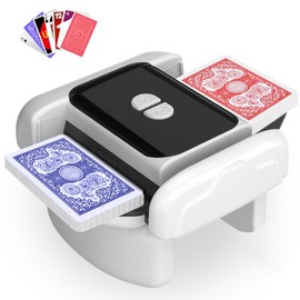 Jyyuehai Automatic Card Shuffler Machine with 2 Decks - One-Press AUTO & Manual Mode | Rechargeable Low Noise Electric Poker Card Shuffler for 1-2 Decks | Portable UNO Shuffler, Blackjack, Skip-Bo