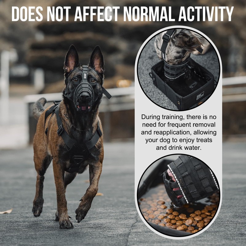 OneTigris Dog Muzzle, Military-Grade Soft Muzzles, Reflective Breathable Adjustable Dog