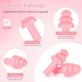24 Pairs Pink Ear Plugs - NRR 29dB Reusable Silicone Ear Plugs with Plastic Cases for Sleeping, Noise Cancelling, Concerts, Shooting, Swimming