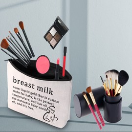 PWHAOO Breast Milk Art Makeup Bag Breast Milk Definition Cosmetic Bag Support Breastfeeding Moms Gift, breast milk B
