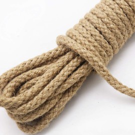 Tenn Well Braided Jute Rope, 25 Feet 11mm Thick Twine Rope for Crafting, Cat Scratching, Gardening, Bundling, Farmhouse Decor, Home Decor