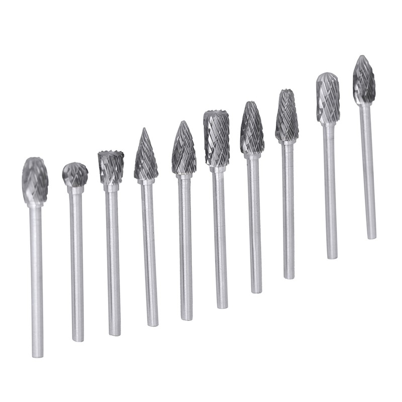 One Set 10 Tungsten Steel Carbide Burrs for Rotary Tool