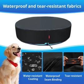 QH.HOME[2025 Upgraded Windproof] 77 79 80 inch Kiddie Pool Cover Round, Collapsible Dog Pool Cover with Super Windproof Ratchet Design, Odorless Waterproof Fabric Material and - Only Cover