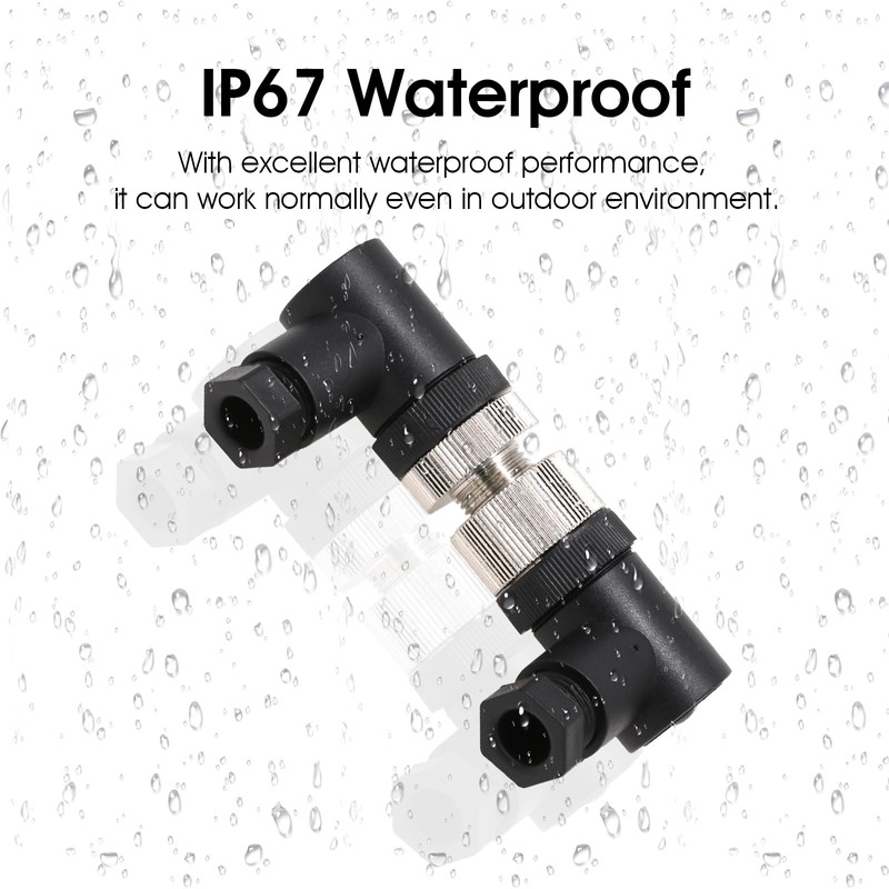 Eonvic M12 4 Pin Male Connector, 12mm A Code Right