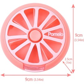 INVODA 2PCS Pill Organizer Travel Pill Container 7 Compartments Weekly Pill Box Round Daily Cute Pill Case for Pills Vitamin Fish Oil Supplements Container