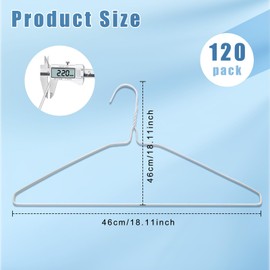 120 Pcs 16" Wire Hangers Bulk Metal Wire Hangers for Clothes Dry Cleaner Hanger for Coat (White)