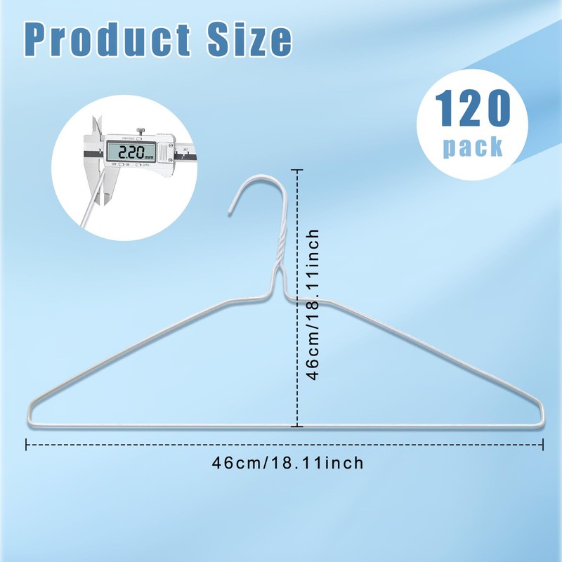 120 Pcs 16" Wire Hangers Bulk Metal Wire Hangers for
