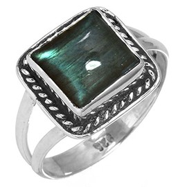 Jeweloporium Original Labradorit Edelstein Ring Solide 925 Sterling Silber Einzigartig Schmuck Größe 61 (19.4) (26955_R9.5)