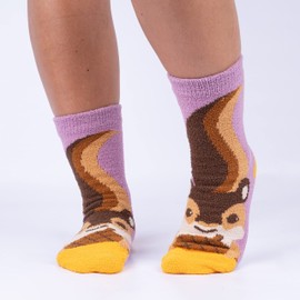 Sock It To Me Women's Fuzzy Gripper Socks, Squirrel, One Size