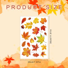 9pcs Fall Window Stickers, Self-Adhesive PVC Autumn Window Clings Tear and Fade Resistant Maple Leaves Seasonal Decorations for Glass Doors Thanksgiving Water Bottles Cards Envelopes