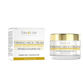EASY LOOK Firming Neck Cream, Anti-Aging with Peptides and Hyaluronic Acid, Paraben Free, 2 fl oz