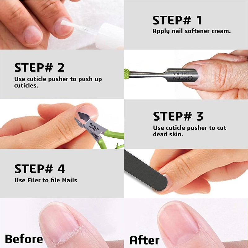 Cuticle Trimmer with Cuticle Pusher Professional Stainless Steel Cuticle Cutter