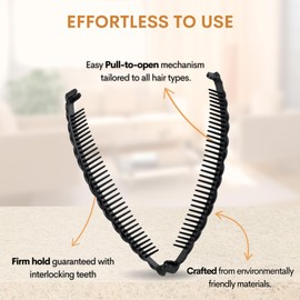 Banana Hair Clips for Women – Set of 2 Long 15cm Claw Clips in Black & Brown – Elegant Hair Clips & Accessories