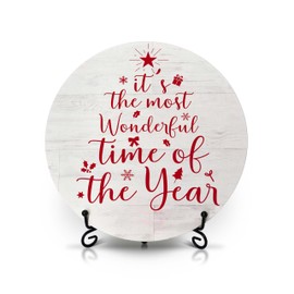 Patcate Christmas Decorations Indoor, Red Xmas Tree Decor with Iron Stand for Home Room Kitchen Tabletop Desk Shelf Display, New Year Winter Party Gifts-A15