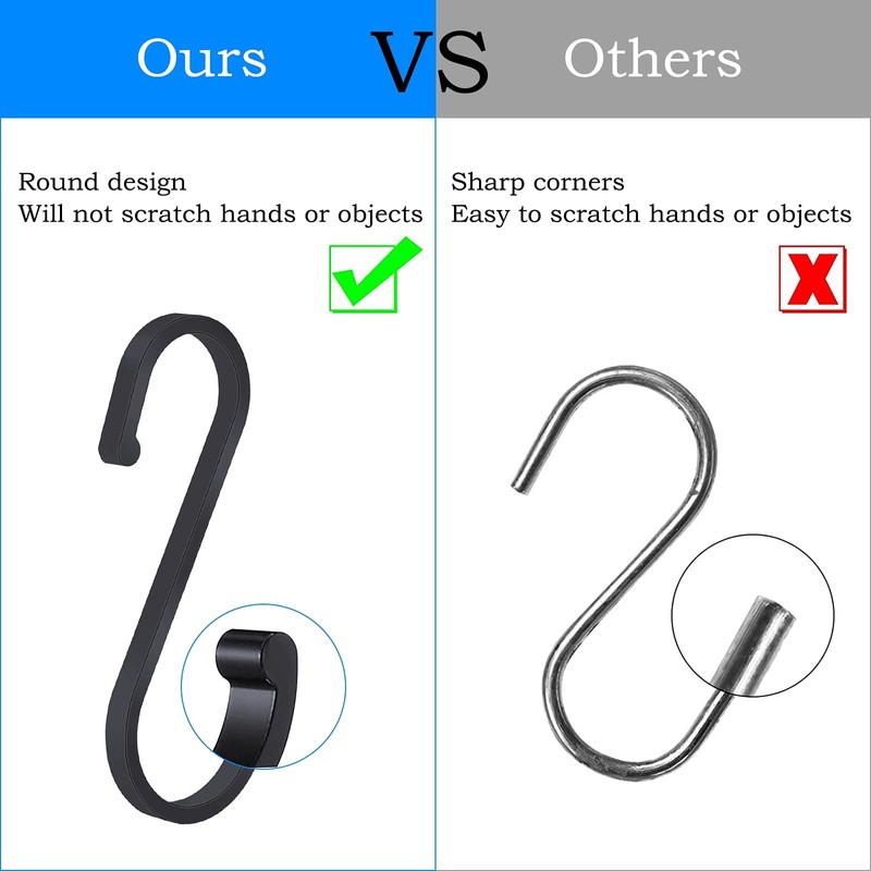 HONZUEN 12 Pack Heavy Duty S Hooks, Flat S Shaped