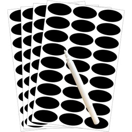 Small Oval Chalkboard Labels Waterproof Stickers for Sugar Jars,Party,Crafts Rooms,Weddings and Kitchen,Free a White Chalk