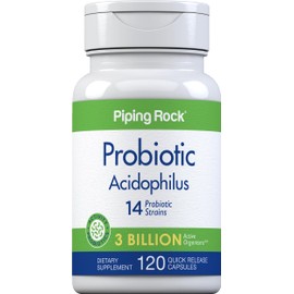 Piping Rock Piping Rock Probiotic Acidophilus Capsules for Women and Men | 3 Billion Live Cultures | 120 Pills | 14 Strains Supplement | Non-GMO, Gluten Free