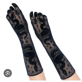 Way to Celebrate! Gothic Sheer Snake Print Hand Gloves