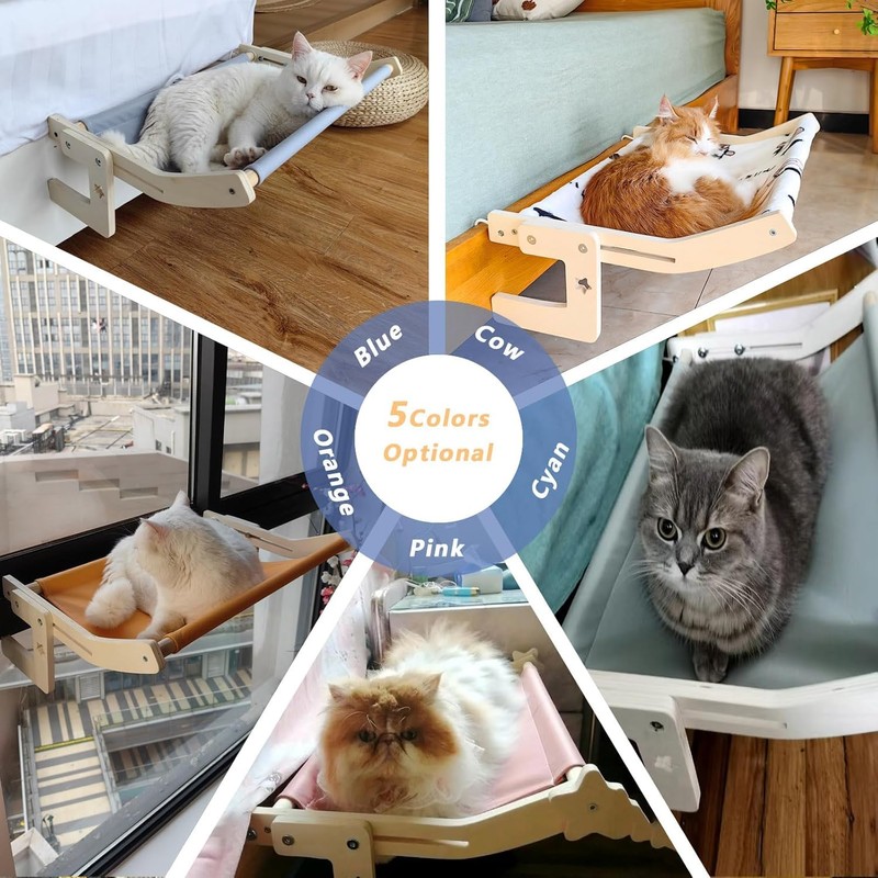 Cat Bedside Hammock and Window Perch, Cat Bed Attachment for