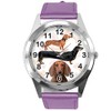 TAPORT® Purple Leather Round Watch for Dachshund Fans