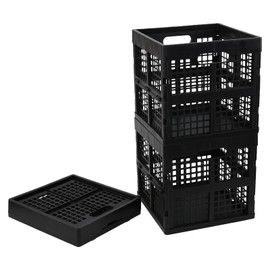 Utiao 18 L Collapsible Storage Crates, Square Plastic Crates, Black, 3 Pack