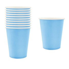 16pcs Light Blue Paper Cups 9 Ounce Solid Color Paper Cups,Disposable Party Cups Tableware Birthday Decorations Cups for Him,Her,Men,Women,Adults Tea Party,Drinking Cups for Party Birthday Supplies