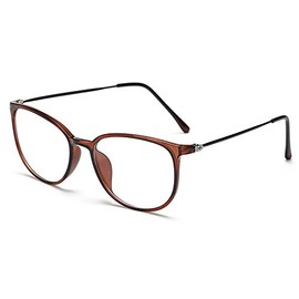 lasree Fashion Glasses Full Rims Myopia Everyday Use Men Women Fashion Distance Glasses -6.00 Lenses Brown Frame Glasses