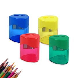 ZUFECY 4-Pack Pencil Sharpener, Smooth-Rotation Dual Holes & Easy-Clean Base, Compact Dual-Function Sharpener for Colored/Graphite Pencils, Backpack Essentials