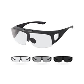 [TINHAO] 調光サングラス 偏光オーバーグラス 近視対応 大型フレーム 片手フリップアップ UV400対応 釣り ドライブ ゴルフ 男女兼用 ケースセット付