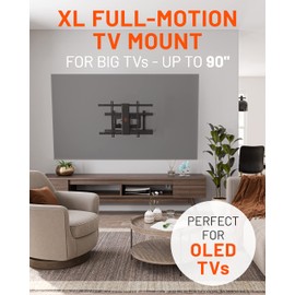 ECHOGEAR XL Full Motion TV Wall Mount - Universal Bracket for Big TVs Up to 90" - Smooth Full Motion Plus Easy 3 Step Install with Pre-Assembled TV Interface - Ideal for OLED & QLED TVs
