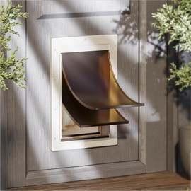 PETCOMING Never Rust Plastic Dog Door, Doggy Doggie Door, Cat Door for Easy Install in Interior and Exterior Doors or Wall, Double Magnetic Flaps, Closing Panel, Pet Door for Pets Up to 45lb (Medium)