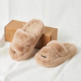 YARSOU Women's Slippers Memory Foam House Bedroom Fluffy Slippers Fuzzy Plush Slippers for Women Cozy Furry Shoes Trendy Gifts Comfy Slippers, 9.5-10.5, Camel