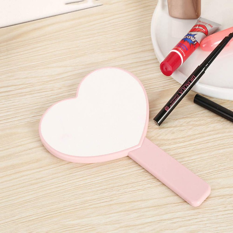 TBWHL Heart-Shaped Travel Handheld Mirror, Cosmetic Hand Mirror with Handle,