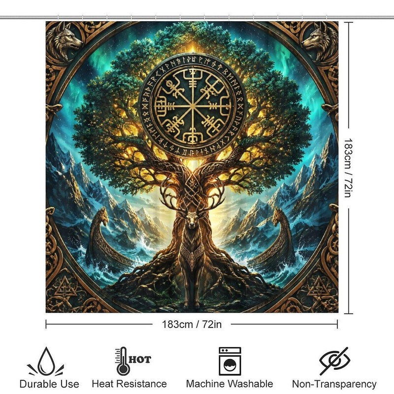 Tree of Life 4 Piece Shower Curtain Set Decorative Bathroom
