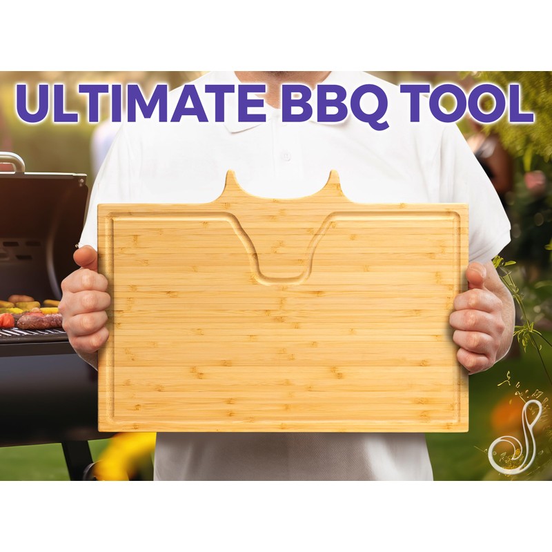 Straga Texas Bull BBQ Cutting Board – 17"x12" XL Bamboo