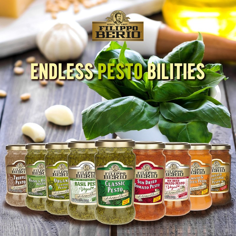 Filippo Berio Pesto, Sun Dried Tomato, 6.7 Ounce Glass Jar,