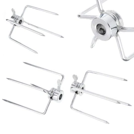 4 Pack Stainless Steel 304 Grill Rotisserie Meat Forks Set- Fits 5/16" Square and 3/8" Round Hexagon Spit Rods for rotisserie kit for Gas Charcoal Grill