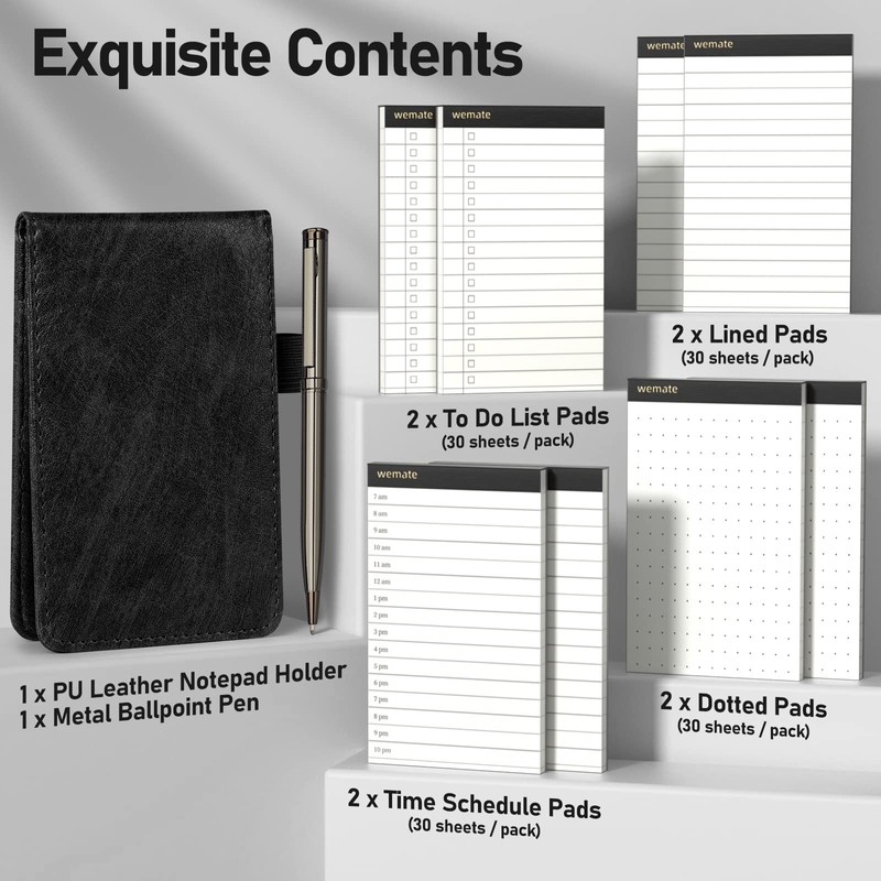 WEMATE 10 Pieces Small Notepad Holder Set Pocket Notebook -