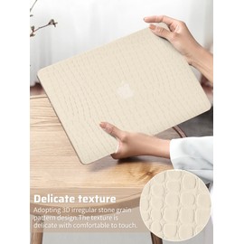 Seorsok Compatible with MacBook Pro 13 inch Case M2 2023,2022,2021-2016 A2338 M1 A2251 A2289 A2159 A1989 A1708 A1706,Irregular Stone Grain Leather Plastic Hard Shell Case&Keyboard Cover,Apricot