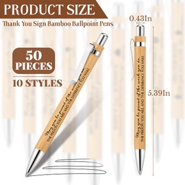 Fuutreo 50 Pcs Employee Appreciation Gift Bulk Inspirational Retractable Bamboo Pens Thankyou Wood Ballpoint Pen Gift for Vet Tech Medical Assistant Thanksgiving Teacher(Elegant Style)