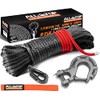 ALL-TOP Synthetic Winch Rope Cable Kit: 3/16" x 50 ft 8350LBS Winch Line with Protective Sleeve + Forged Winch Hook + Safety Pull Strap